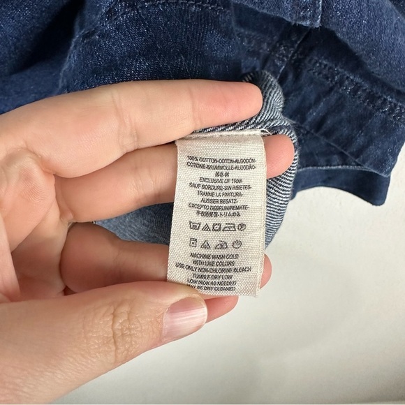 Free People Blue Denim Lace Front Neapolitan Dreams Tunic Top Size Medium - Picture 5 of 6